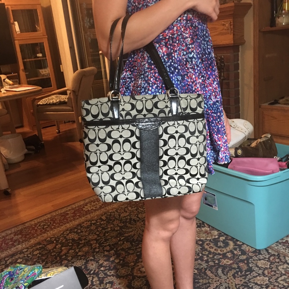 Gently loved Authentic Coach Signature Stripe